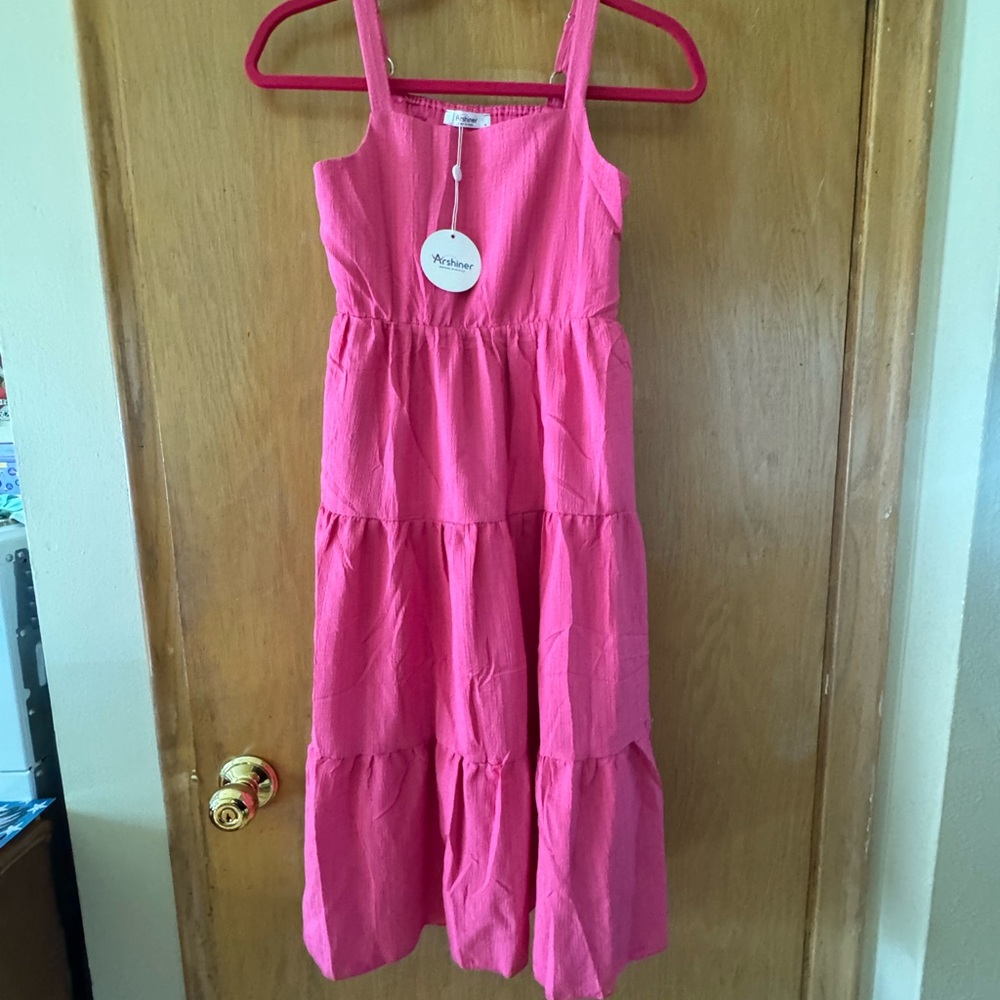 Charming Pink Tiered Kids Dress